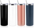Volhoply 4 Pack Skinny Tumblers with Lid and Straw, 20oz Stainless Steel Straight Tumbler Bulk, Vacuum Insulated Coffee Mug for Home, Office, Travel, DIY (Mix,4 Pack) by LiveFully%EF%BC%8CDrinkFreely%E2%80%94KeepGoingwithVolhoply%EF%BC%81