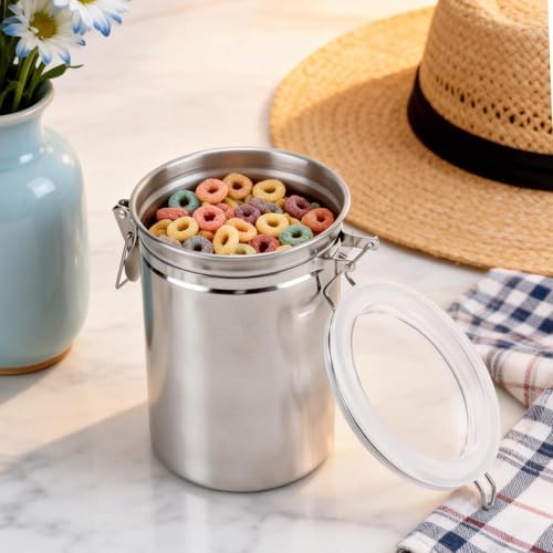 4 Pack Stainless Steel Canister, 66 oz Kitchen Canister Set with Airtight Lids and Lock Metal Food Storage Containers for Tea, Coffee, Sugar, Grains, Beans - Image 6