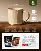 famiware Coffee Mug Set of 8, Star 12 oz Ceramic Mugs Cups Set with Handle - Image 6