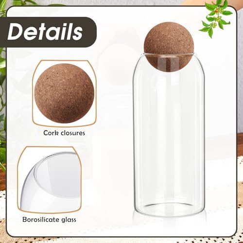 Suclain 6 Pcs Glass Jars with Cork Ball Lid Kitchen Canister, 34 oz - Image 3