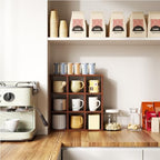 Helsin 9 Grid Vintage Coffee Mug Display Rack, 16inch Wall Mounted Wooden Curio Shadow Box Shelf, Cup Floating Shelves Display and Organizer (Bronze) - Image 2