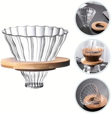 Glass Pour Over Coffee Cone With Bamboo Stand, Drip Maker Funnel,Glass Dripper/Filter With Coffee Filters Set(Acid and alkali resistant pump) - Image 5