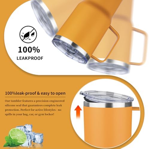 20oz Insulated Tumbler with Handle Stainless Steel Travel Coffee Mug with Lid and Straw Double Wall Vacuum Leak-proof Reusable Thermal Water Cup for Hot and Cold Drinks (Multicolor-5,4 Pack) - Image 5