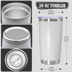 20oz Tumbler Insulated Coffee Tumblers with Lid Stainless Steel White 8P - Image 4