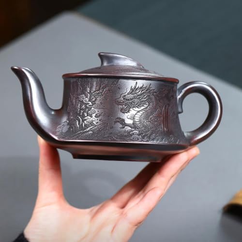 Tea Kettle Retro Original Ore Purple Sand Pot Red Clay Hand-carved Dragon Teapot Ceramic Tea Infuser - Image 7