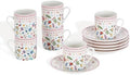 Floral Espresso Cups & Saucers Set of 6, 3oz Small Coffee Mugs, Ceramic Demitasse Cup for Tea, Latte, Espresso Shot Cup for Espresso Machine & Coffee Maker, Women Gifts for Mother's Day, Birthday by Ursword