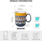 HENXFEN LEAD Boho Ceramic Coffee Mugs Set of 6, 14 oz - Image 2