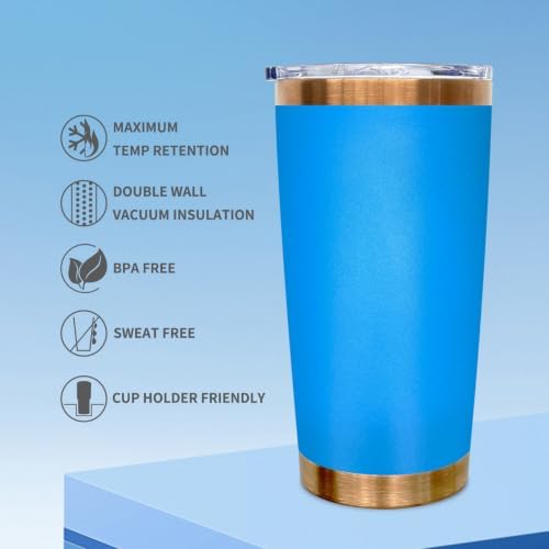 20 oz Tumbler Bulk Stainless Steel Tumblers with Lids and Straws Baby Blue - Image 3