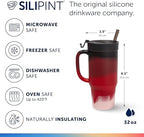 Silipint 32oz Silicone Tumbler with Handle, Flip Lid and Straw – BPA-Free, Non-Toxic, Freezer, Microwave, Dishwasher Safe Tumbler – Perfect for Tea, Smoothies (Volcano) Pack of 1 - Image 2