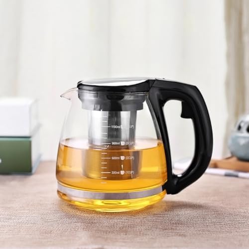 Glass Teapot Heat Resistant with Stainless Steel 1100ml Infuser - Image 6
