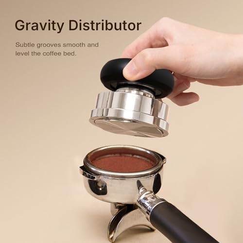 TIMEMORE Espresso Tamper Set 58.4mm with WDT Tool, Self-Leveling Tamper & Gravity Distributor for Professional Coffee Preparation - Metallic Grip - Image 5