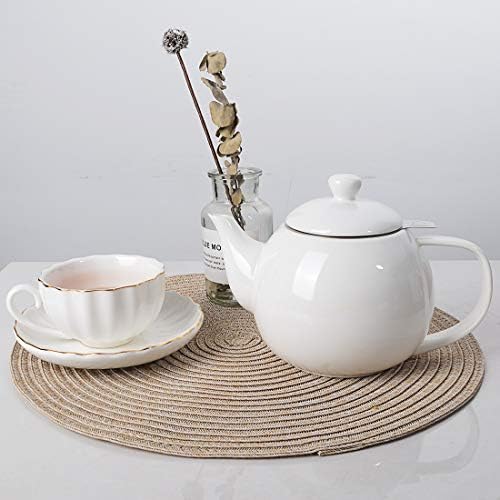 Sweejar Ceramic Tea Pots,30OZ Porcelain Teapot with Infuser(White) - Image 3