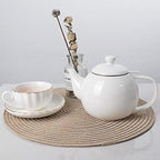 Sweejar Ceramic Tea Pots,30OZ Porcelain Teapot with Infuser(White) - Image 3