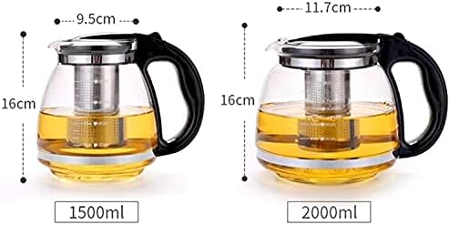 Tea Glass Teapot with Removable Infuser Stovetop Safe Tea Kettle Tea Pot Loose Leaf Tea Maker (Size : 1.5L) - Image 2