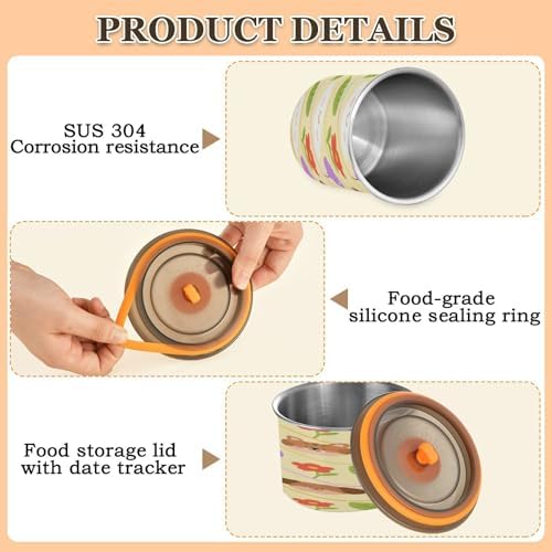 Cartoon Cute Brown Bear Designed Storage Containers Stainless Steel Storage Containers For Snacks Candy Stackable Push Button Dry Food Canisters - Image 5