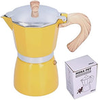 300ML Stovetop Espresso Maker Moka Pot Coffee Maker Coffee Pot Moka Maker Coffee Kettle for Gas Stove Ethanol Stove Electrothermal Furnace Home Kitchen (Yellow) by Unknown