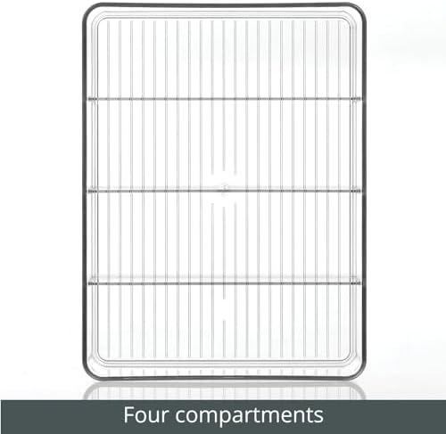 mDesign Plastic Stackable Tea Bag Storage Organizer Bin with 4 Divided Compartments - Holder for Kitchen Cabinet, Pantry, Countertop - Holds Sugar Packets, Coffee Pods, Ligne Collection, 2 Pack- Clear - Image 3