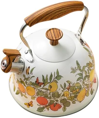 Stove Top Tea Kettle, 3L Stainless Steel Lemon Pattern Whistling Kettle with Anti-Hot Foldable Handle for Tea and Coffee, Stainless Steel Kettles - Image 2