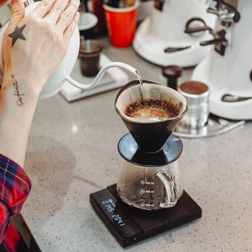 Pour Over Coffee Maker Set, Black Ceramic Coffee Dripper with V60 Paper filter, 650ml Coffee Glass Server for Cafe Home Restaurant 6291-12202-03A - Image 4
