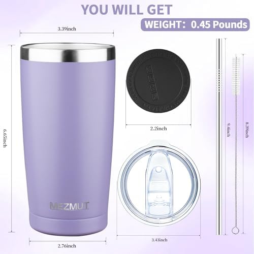 MEZMUT 20oz Insulated Tumbler Cup Travel Coffee Mug with Lid(Purple,6 Pack) - Image 3