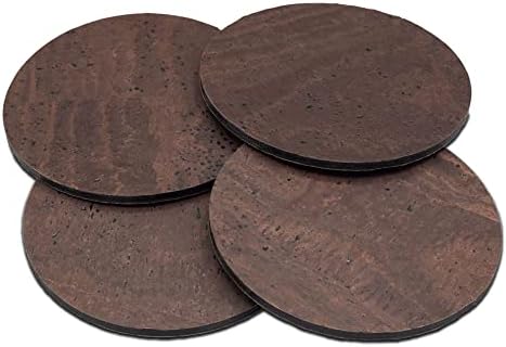 Coasters for Drinks 4 Pcs Cork Vegan Round Edge Sturdy Light Weight Drink Coaster with Holder Table Housewarming Home Kitchen Decor Gift Set for Women Men Brown Color - Image 7