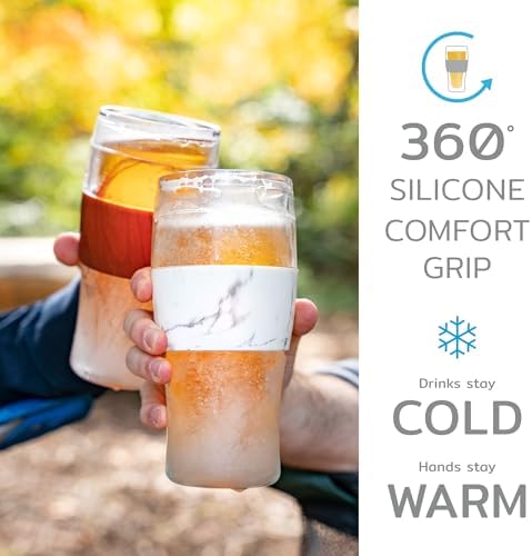 Host Freeze, Frozen Mugs, Freezable Pint Set, Beer Keep Your Drinks Cold, Double Walled Insulated Glasses, Tumbler for Iced Coffee, 16oz, Set of 2, Marble - Image 4