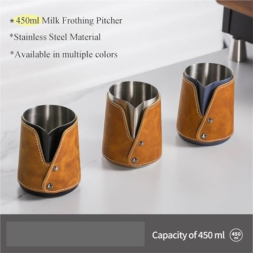 450ml Stainless Steel Milk Frothing Pitcher Anti-scald Design Latte Art Cup Without Handle Espresso Coffee Accessories(8-24W 2pcs) - Image 2