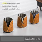 450ml Stainless Steel Milk Frothing Pitcher Anti-scald Design Latte Art Cup Without Handle Espresso Coffee Accessories(8-24W 2pcs) - Image 2
