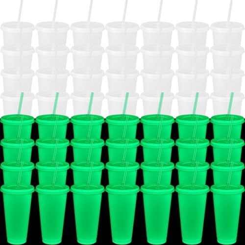 Honeydak 60 Pack 24 oz Glow in the Dark Halloween Cups, Fluorescent Green by Honeydak