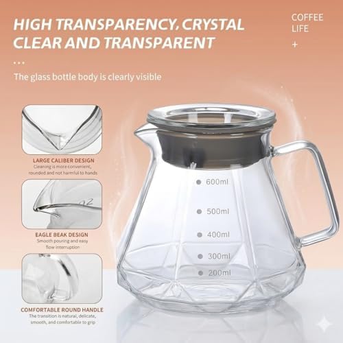 Glass Coffee Maker Carafe with V60 Dripper Server for Pour Over Coffee Brewing (400, Milliliters) - Image 7