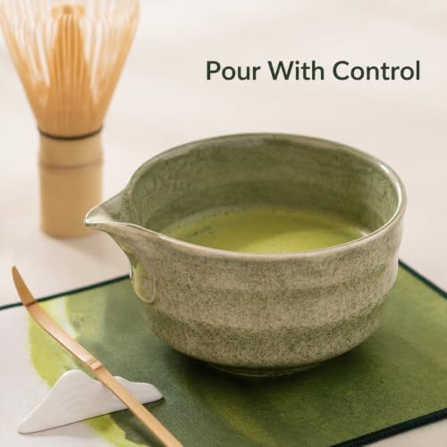 Ceramic Matcha Tea Set with Spouted Bowl, Bamboo Whisk for Tea Rituals - Image 2