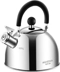 304 Stainless Steel Whistling Tea Kettle 2.1 Quart/2L (Silver) by MAXCOOK