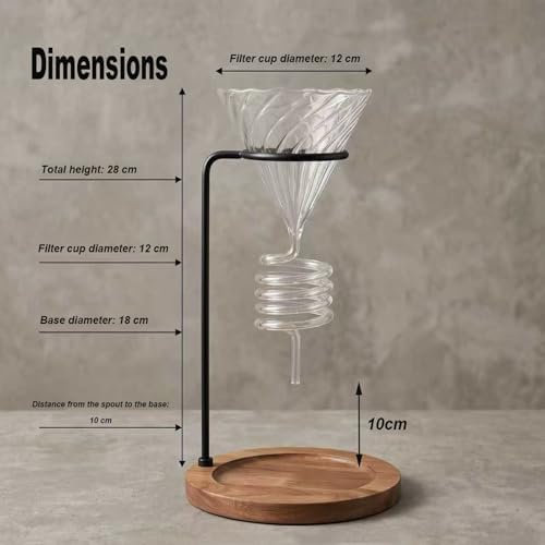 High-Borosilicate Glass Pour Over Coffee Maker,Spiral Design Glass Coffee Dripper Smooth Speed Control Manual Coffee Maker for Home and Travel Use (1) - Image 5