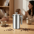 French Maker Stainless Steel Press Pot Manual Brewer Coffee Pot With Ergonomic Handle And Drip Spout For Clean Serving Suitable for home desk travel, 1500ml/50oz - Image 2