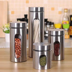 4 Pcs Sturdy Storage Tank Stainless Steel Coffee Bean Container Airtight Kitchen Storage Tank Cookie Jar Dry Goods Container Canister Sets - Image 3