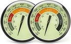 3 1/8” Accurate Luminous BBQ Thermometer Gauge 2 Pcs for Oklahoma Joe’s Smokers 3695528R06 & Most Charcoal Pellet Wood Pit Smoker Grills, 1/2 NPT Male Thread Temperature Gauge Replacement, Thermostat by WEMEIKIT