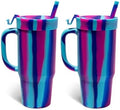 Silipint 32oz Silicone Humbler Tumbler with Handle, Flip Lid and Straw – BPA-Free, Non-Toxic, Unbreakable, Microwave, Dishwasher Safe – Perfect for Tea, Cold Water, Cool Berry Crush - Pack of 2 by Silipint