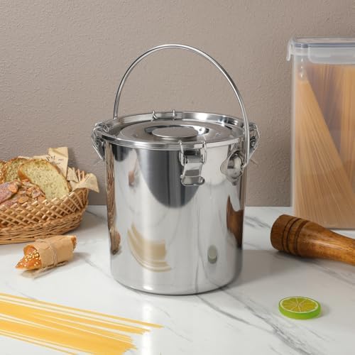 iplusmile Stainless Steel Airtight Canisters Container: 152 fl oz Airtight Clamp Lid Kitchen Food Storage Bucket for Rice Flour Grain Coffee Bean Flour Oil Sugar Milk - Image 6