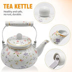 Saihisday Floral Teapot Enamel Afternoon 2.5L Tea Kettle For Stovetop, Large Flowered Tea Kettle with Ceramic Handel for Afternoon Tea Wedding Party Housewarming Gift - Image 2