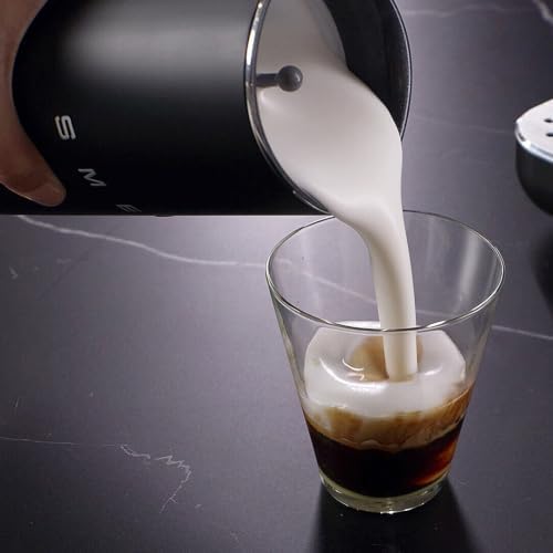 SMEG MFF02 Retro Style Mini Electric Milk Frother – Automatic Hot and Cold Foam Maker for Cappuccino, Latte & Specialty Coffee, 500W One-Touch Operation, Compact Design Coffee Accessory (Matte Black) - Image 4
