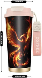 Galaxy Phoenix Double Wall Vacuum Insulated Coffee Tumbler Traditional 316 Stainless Steel Travel Mug with Handle and Straw Leakproof Coffee Cup for Tea Iced Drinks Black - Image 3