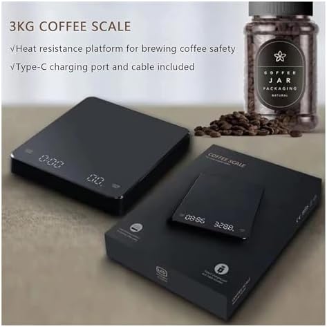 Digital Crane Scale, Smart LED Screen Coffee Scale Kitchen Scales, 3kg/0.1g Mirror+Basic+Electronic Scale Built-in Auto Timer Pour Over Espresso - Image 6