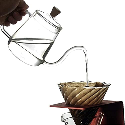 Coffee Pots Drip Coffee Pot Gooseneck Spout Coffee Drip Kettle High Borosilicate Heat Resistant Glass 600ml Transparent Coffee Kettle Pour Gooseneck Kettle Over - Image 2