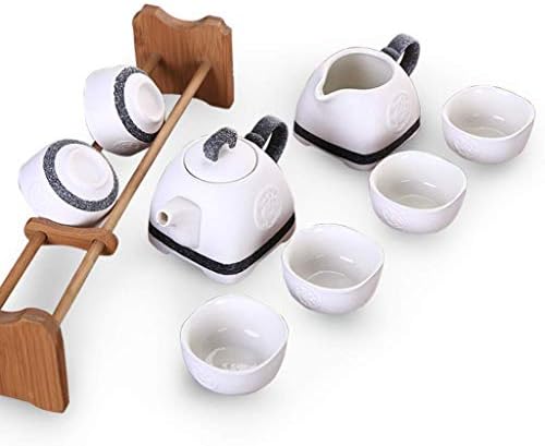 Japanese Cast Iron Tetsubin Teapot Japanese Style Ceramic Porcelain Tea Cup Set, Kung Fu Tea Set Teapot and Tea Cup 8 Pcs, for Home Office Business Tea Acc by Unknown