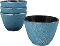 Ebros Gift Pack Of 4 Japanese Traditional Tetsubin Style Textured Surface Cast Iron Tea Cups Teacups Drinkware Tea Service Far East Decorative Accent (Sky Blue) by EbrosGift