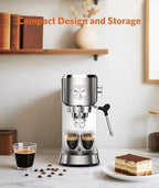 COWSAR Espresso Machine 20 Bar,Compact Espresso Machine with Milk Frother,Stainless Steel Coffee Maker with 40 oz Removable Water Tank for Cappuccino,Latte - Image 4