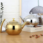 Tea Pot 1L Large Capacity Kettle Stainless Steel Teapot Coffee Maker with Filter Home Cooling Kettle Delicate Teapot Gold/Silver Teapot for Infuser (Color : A, Size : 1L) - Image 5