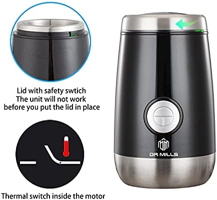 DR MILLS DM-7445 Coffee Grinder Electric,Spice and Herb Grinder, Blade & Cup Made with SUS304 Stainless Steel Food Grinders Electric - Image 5