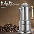 Moka Pot, Stainless Steel Moka Pot Stovetop Coffee Pot Electromagnetic Espresso Brewed Coffee Maker with Valve 4 Cups - Image 2