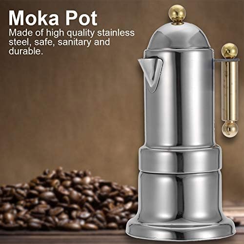 Fdit Stovetop Coffee Maker, Stainless Steel Pot Brewer for Home Kitchen Silver 200ml 2 Cup with Safety Valve Ergonomic Handle Induction and Open Flame Compatible - Image 7